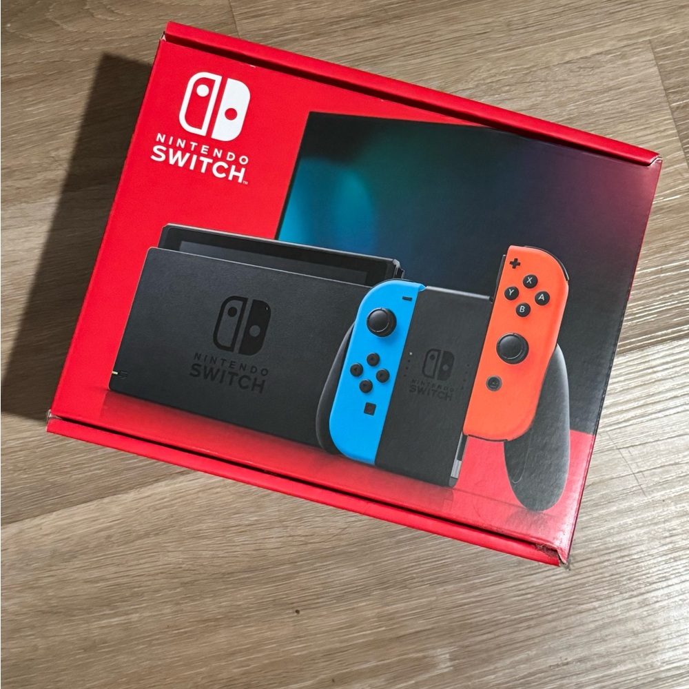 Nintendo Switch Console with Neon Blue and Neon Red Joy-Con